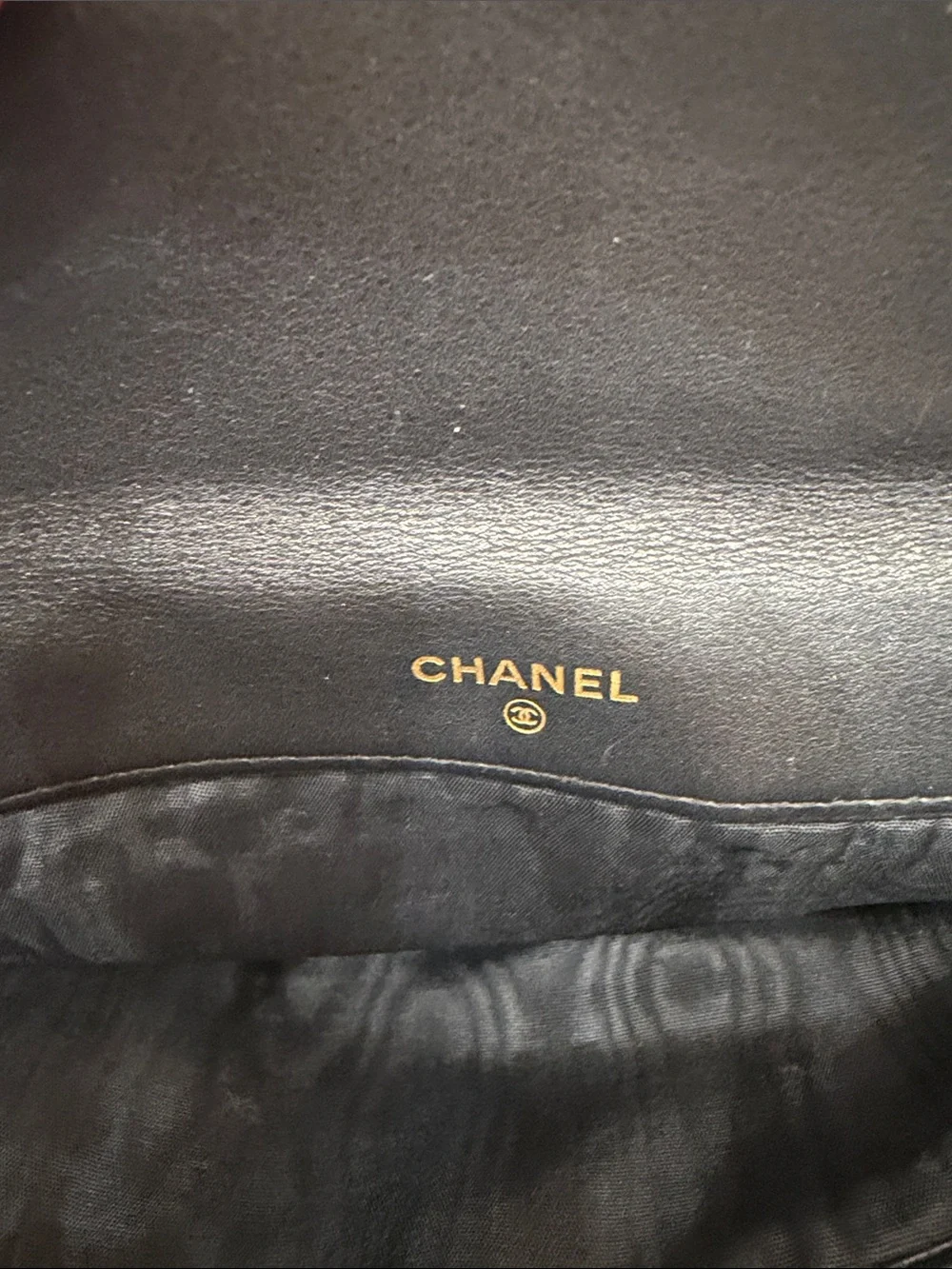 CHANEL Black Leather CC Logo Lambskin Envelope Clutch